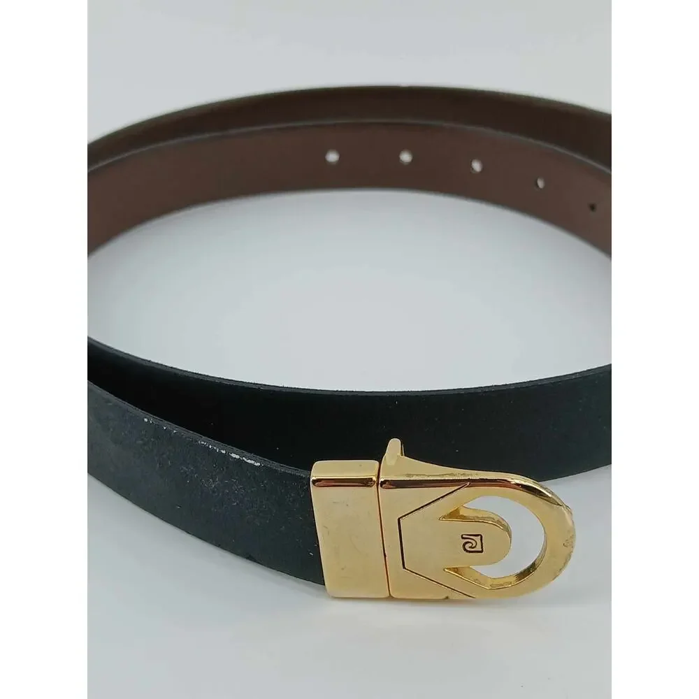 Pierre Cardin vintage leather belt with gold-tone C buckle (40)